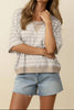 Plus Size Flutter Sleeve Stripe French Terry Top