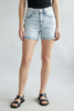 Hybrid Style High Rise Midi Denim Shorts - Light Acid Wash