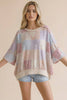 Plus Oversized Flutter Sleeve Patchwork Floral Top