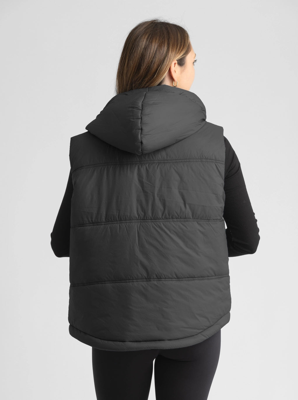 Black Hooded Daphne Puffer Vest