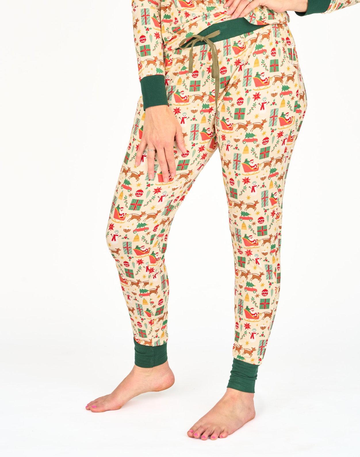 Holiday Vintage Christmas Bamboo Womens Jogger Pajamas