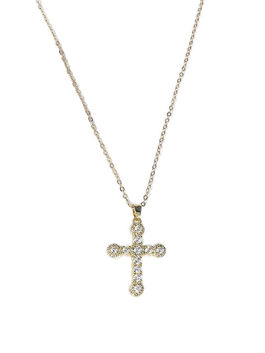 Curved Cross Pendant Necklace