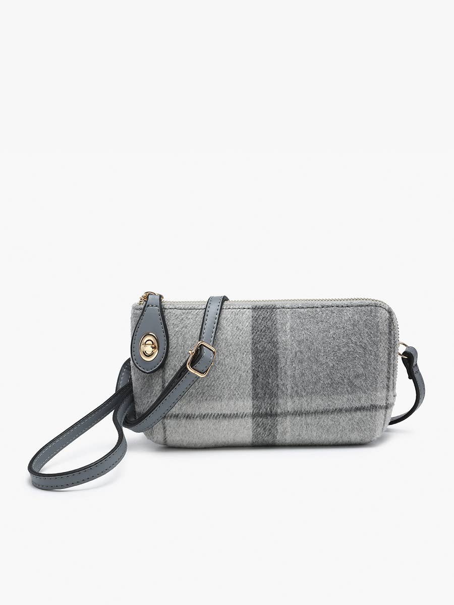 Kendall Plaid Crossbody/Wristlet w/ Twist Lock Closure