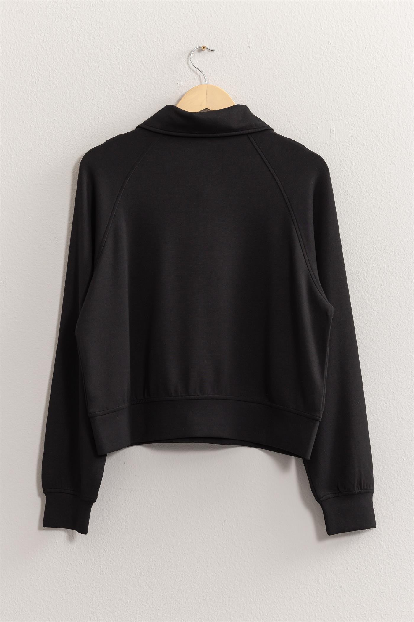 Black Half Zip Collar Sweatshirt