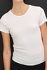 White Ribbed Fitted Jersey Tee