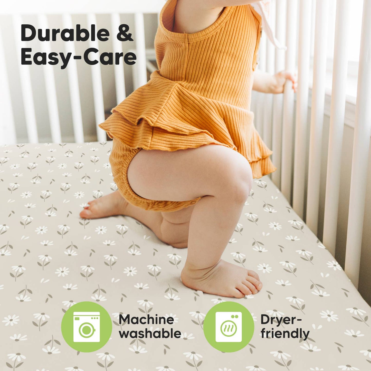 KeaBabies 2-Pack Fitted Crib Sheet - Daisies