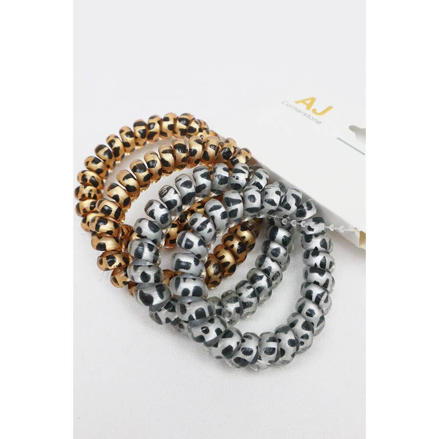 Leopard Hair Tie Set Of 4