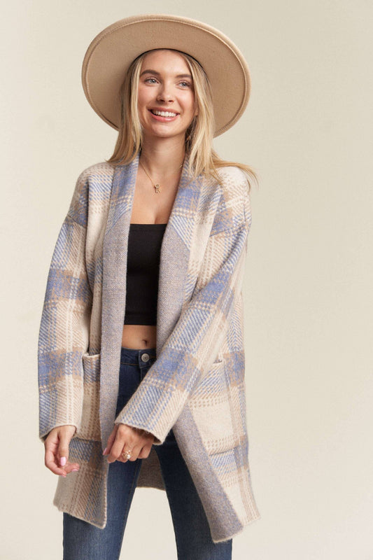 Cozy Checker Sweater Cardigan