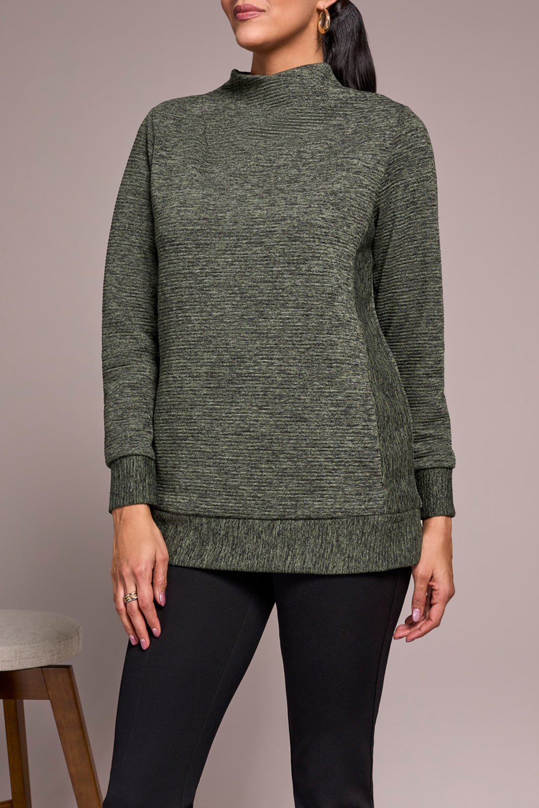 Chive Tunic Mock Neck Top